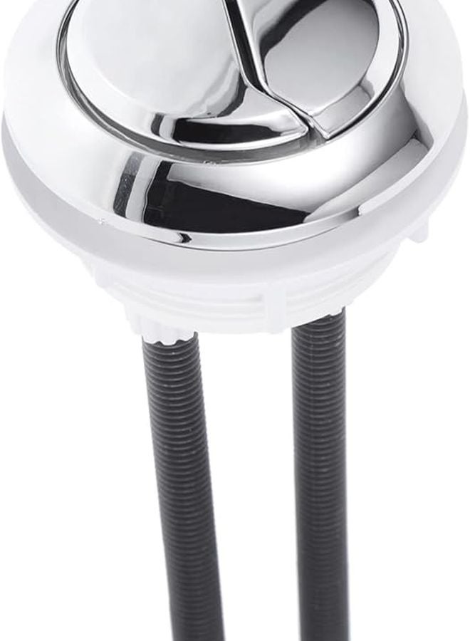 Veemoon Dual Push Toilet Flush Button Silver Replacement for Round Water Tanks Easy to Install - Image 1